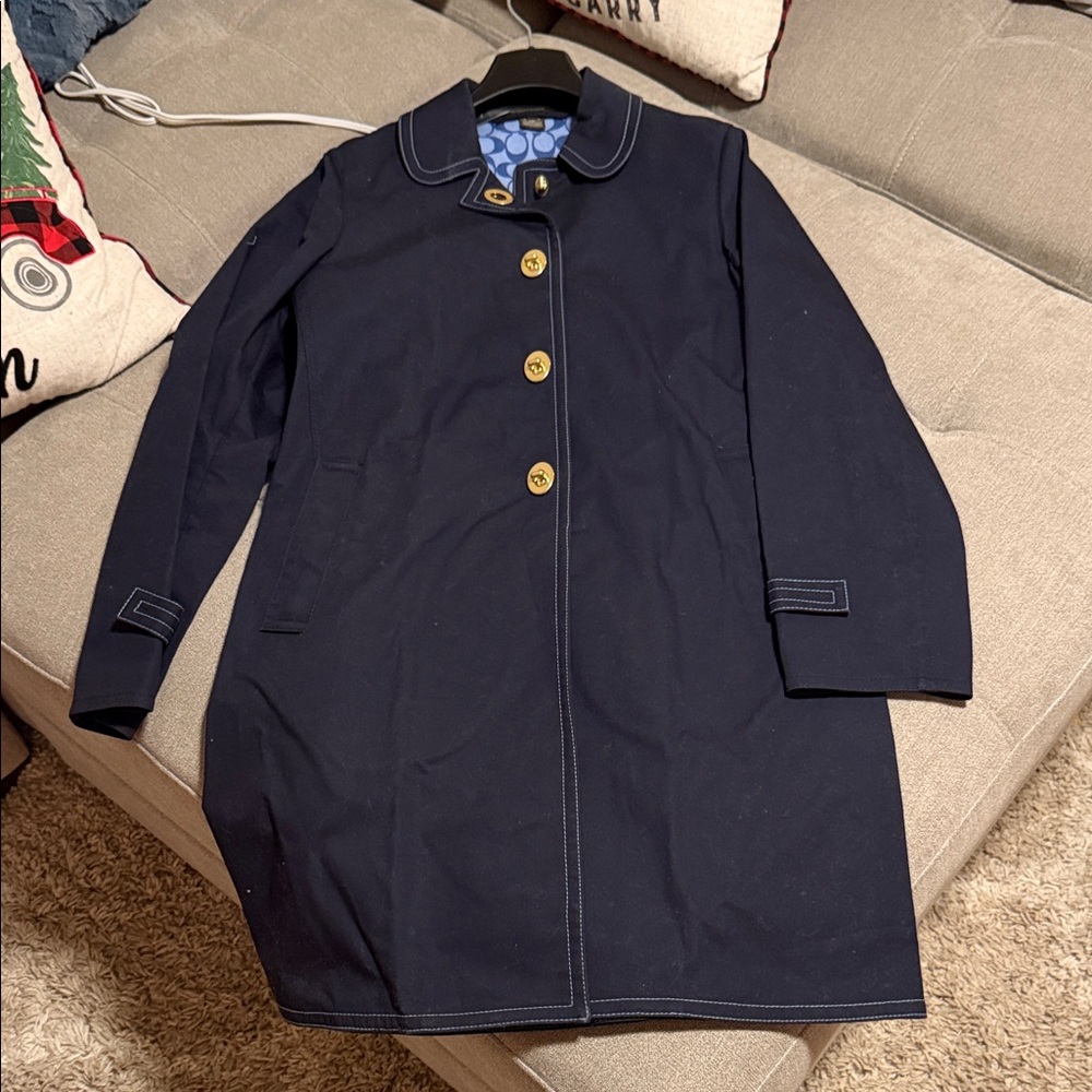 Coach Navy Blue Coat with Gold Buttons